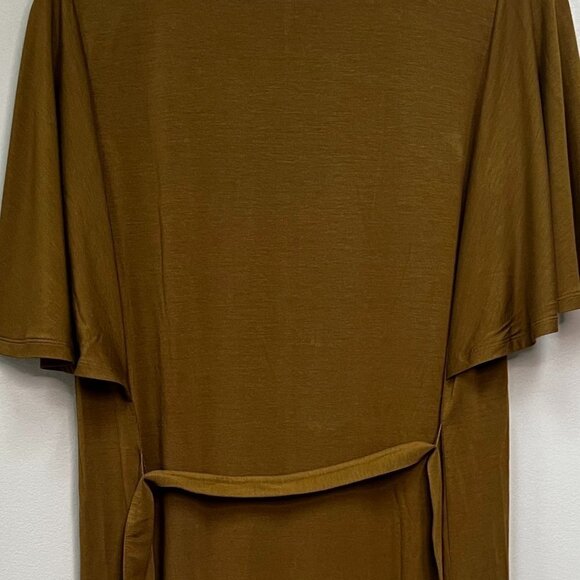 Garnett Hill Flutter-Sleeve Knit Midi Dress In Olive Size M - Picture 3 of 6